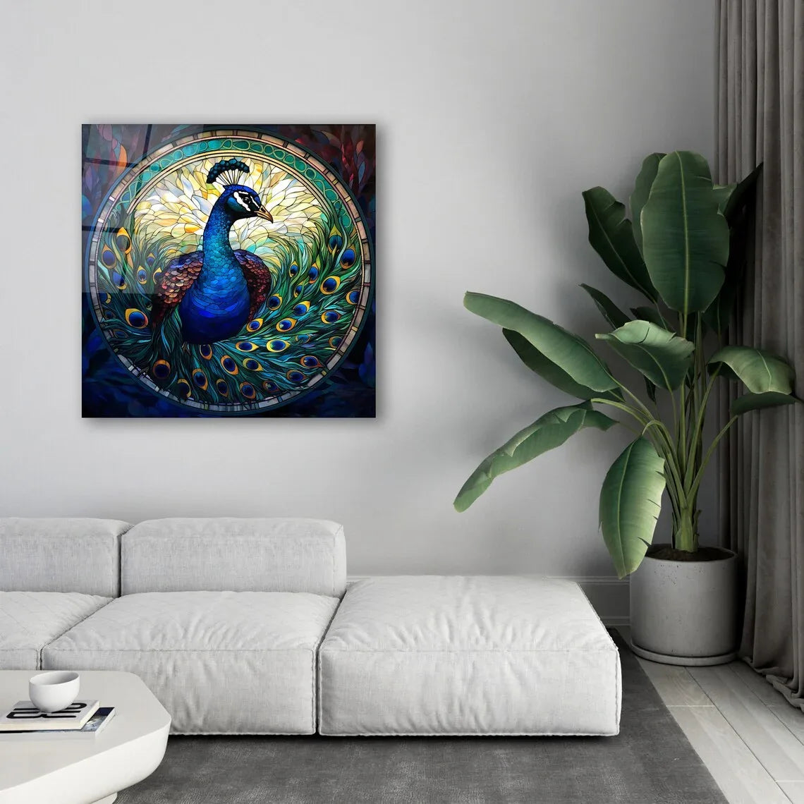 Peacock Glass Wall Art - LUXARTDECO