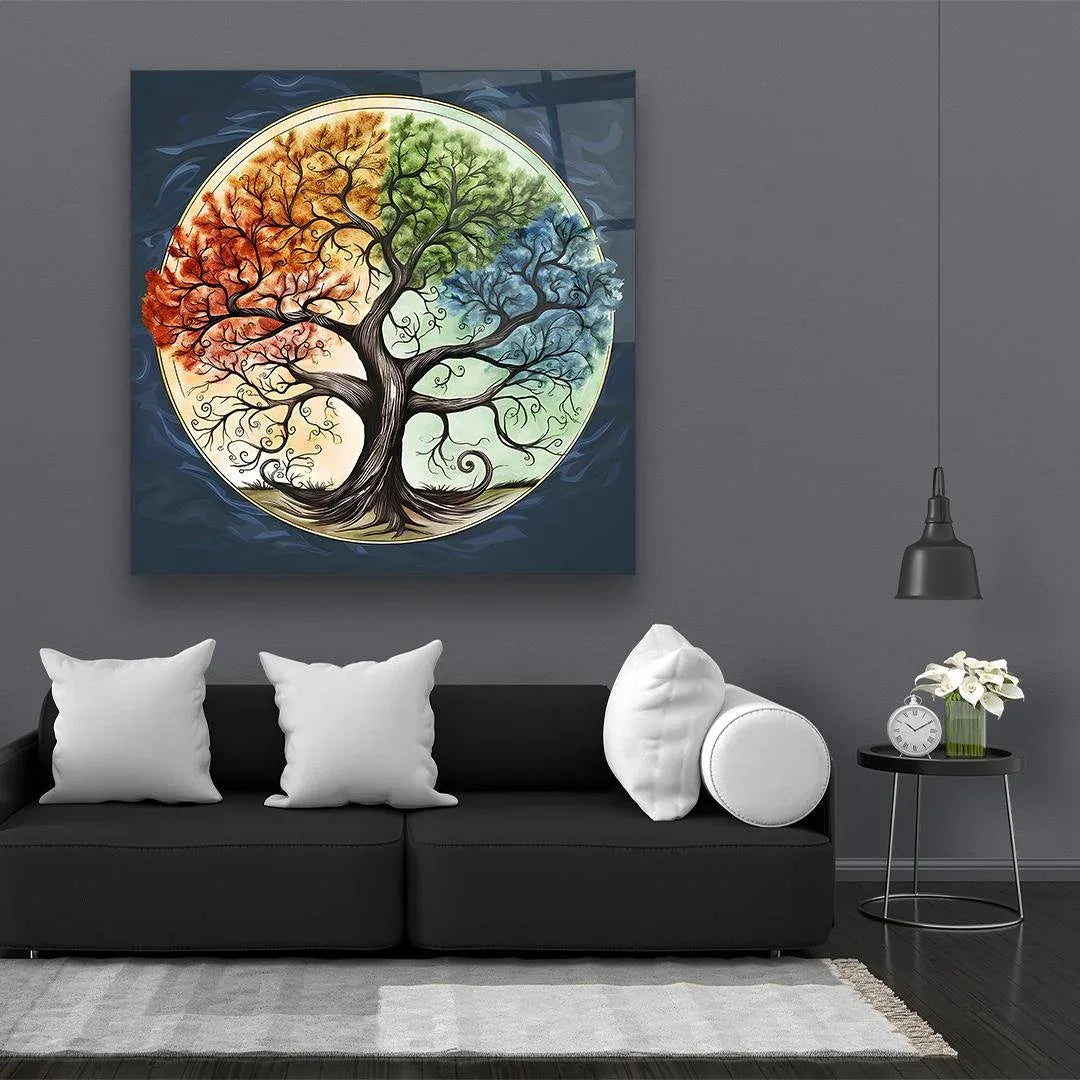 Seasonal Trees Glass Wall Art - LUXARTDECO