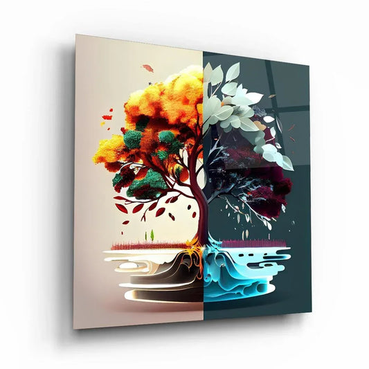 Four Seasons Glass Wall Art - LUXARTDECO