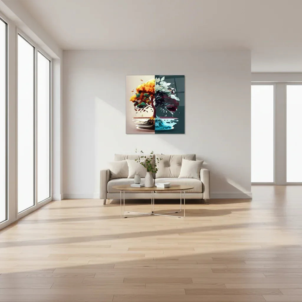 Four Seasons Glass Wall Art - LUXARTDECO