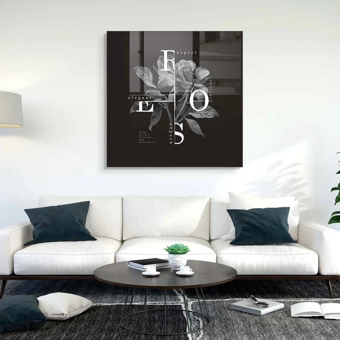 Elegant Rose Glass Wall Art - LUXARTDECO
