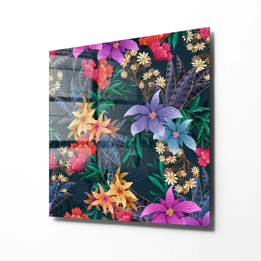 Colorful Flowers Glass Wall Art