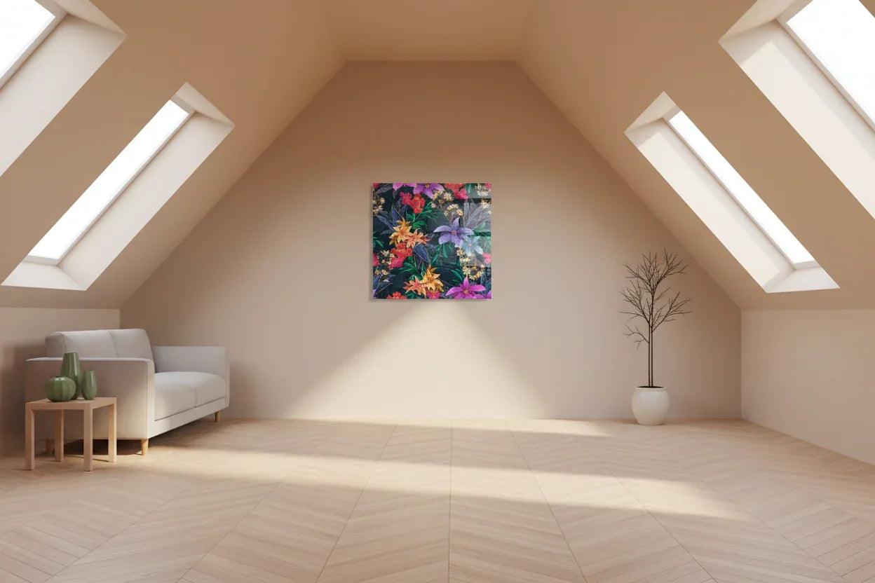 Colorful Flowers Glass Wall Art - LUXARTDECO