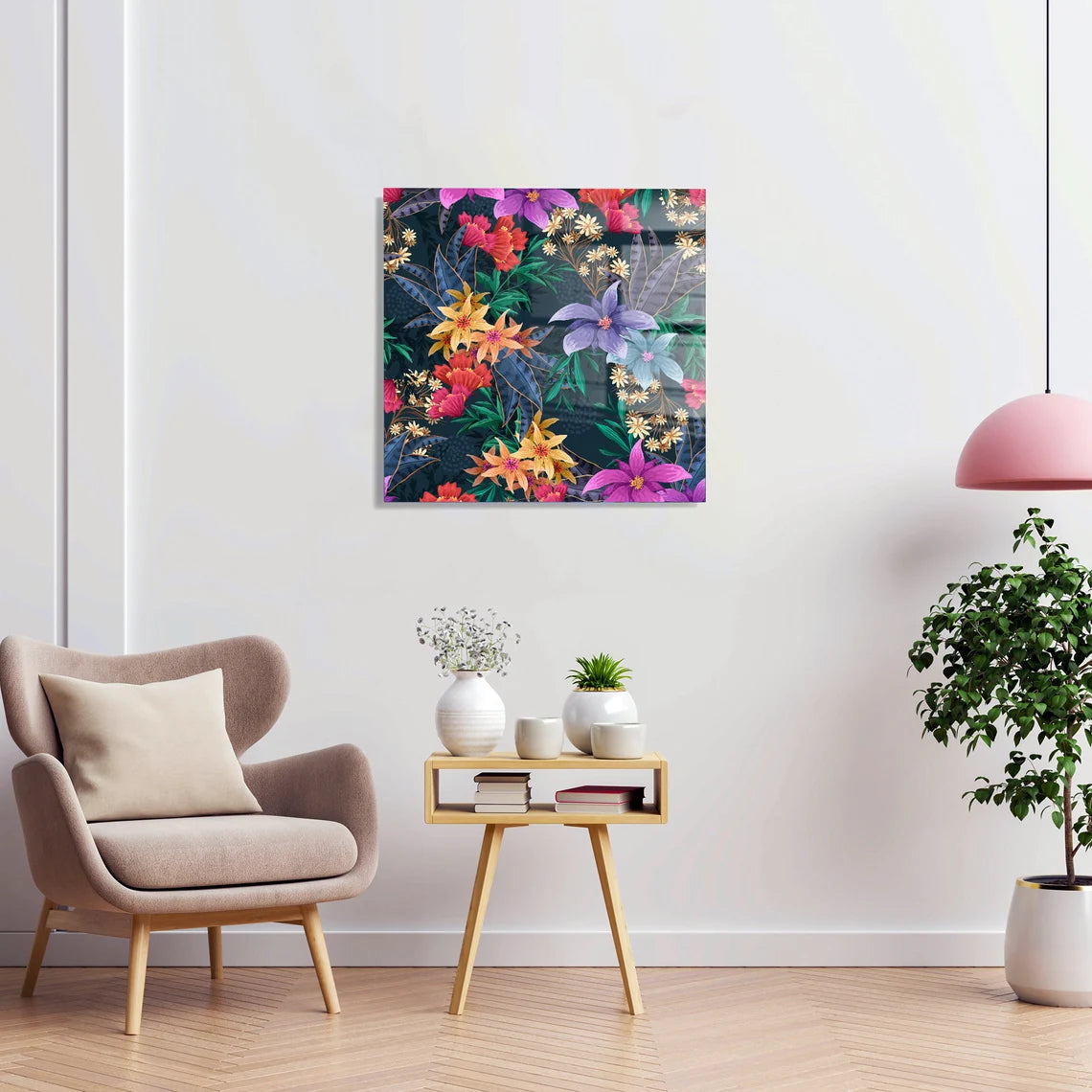 Colorful Flowers Glass Wall Art