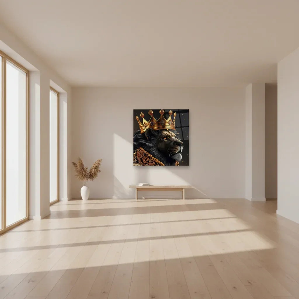 King Lion Glass Wall Art - LUXARTDECO