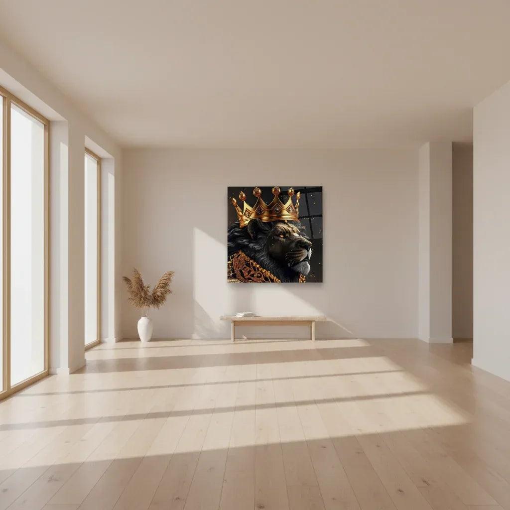 King Lion Glass Wall Art - LUXARTDECO