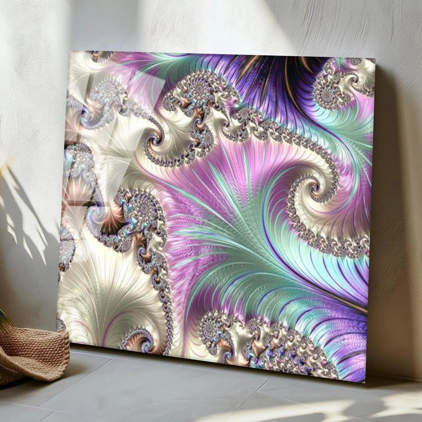 Astratto Viola Quadro in Vetro Temperato