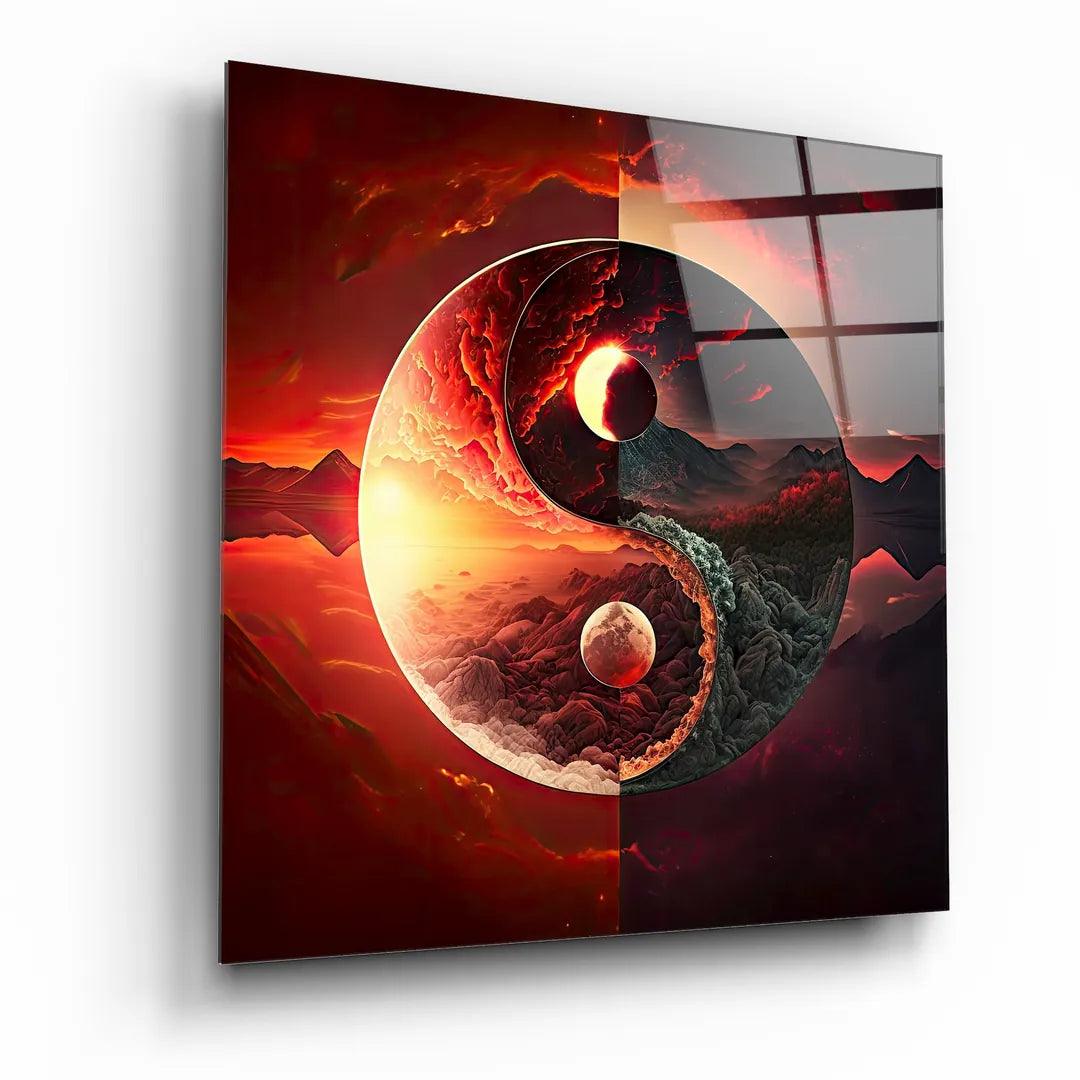 Yin Yang Tableau en Verre Trempé