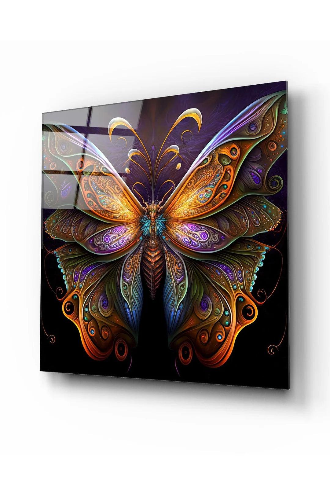 Papillon Mystique Tableau en Verre Trempé