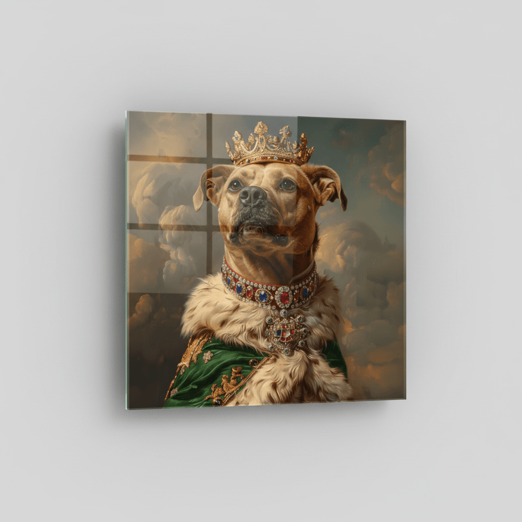 Dog King Glass Wall Art