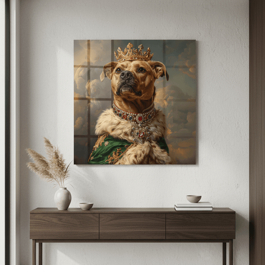 Dog King Glass Wall Art