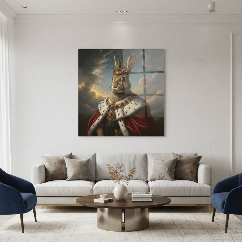 Rabbit King Glass Wall Art