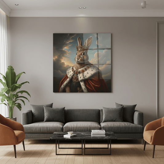 Rabbit King Glass Wall Art