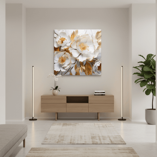 3D White Flower Glass Wall Art