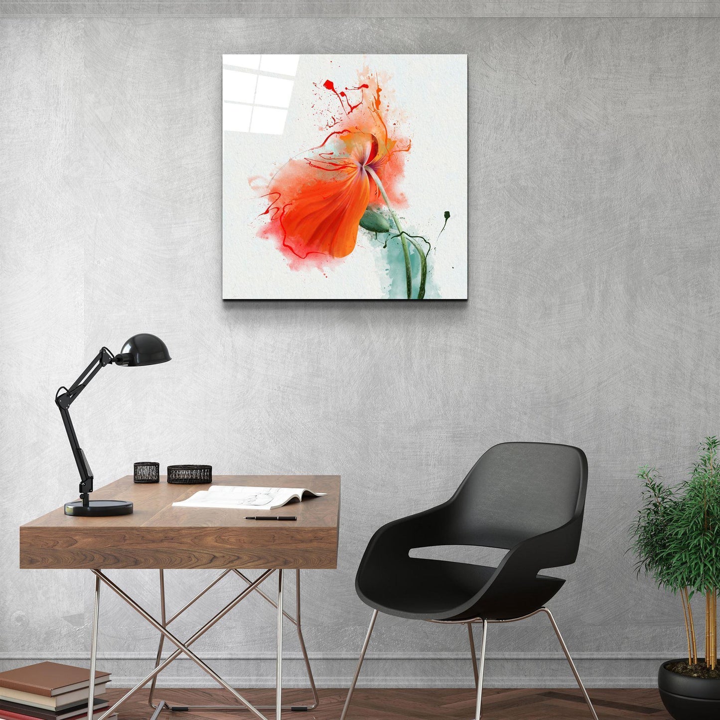 Red Poppy Glass Wall Art - LUXARTDECO