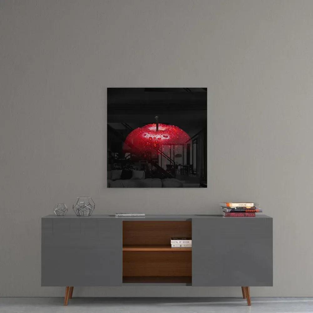 Red Apple Glass Wall Art - LUXARTDECO