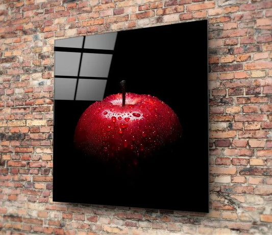 Red Apple Glass Wall Art - LUXARTDECO