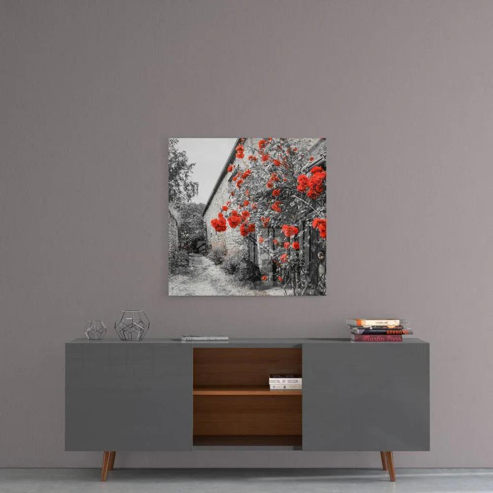Red Roses Glass Wall Art - LUXARTDECO