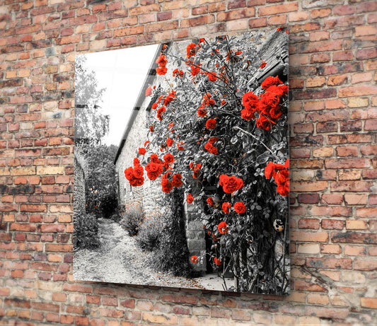 Red Roses Glass Wall Art - LUXARTDECO