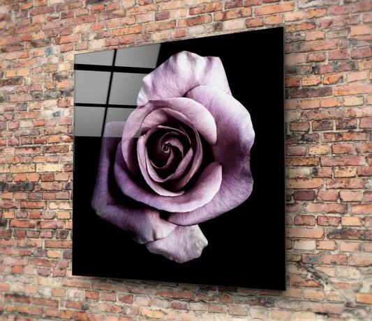 Purple Rose Glass Wall Art - LUXARTDECO