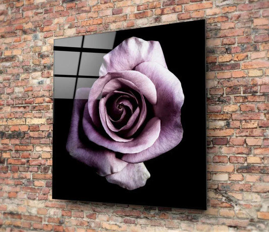 Purple Rose Glass Wall Art - LUXARTDECO