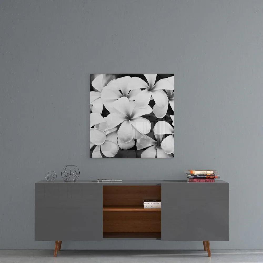 Plumeria Flowers Glass Wall Art - LUXARTDECO