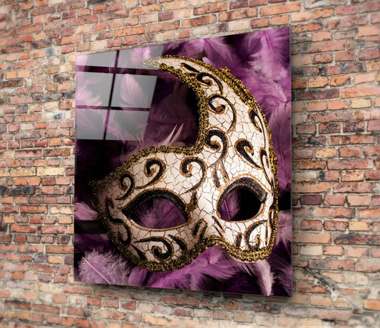 Prom Mask Glass Wall Art