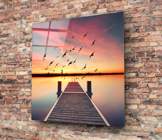 Red Dock Glass Wall Art