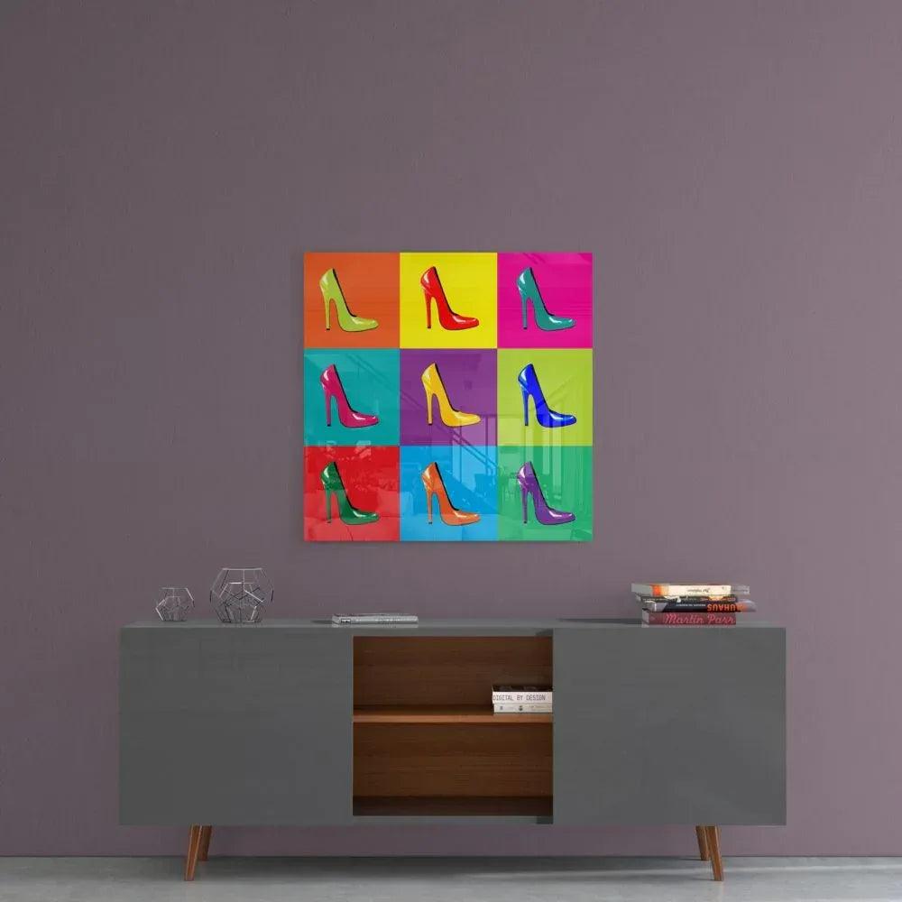 Colored Shoes Glass Wall Art - LUXARTDECO