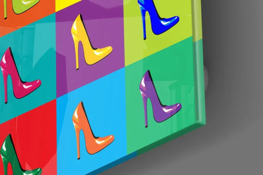 Colored Shoes Glass Wall Art - LUXARTDECO