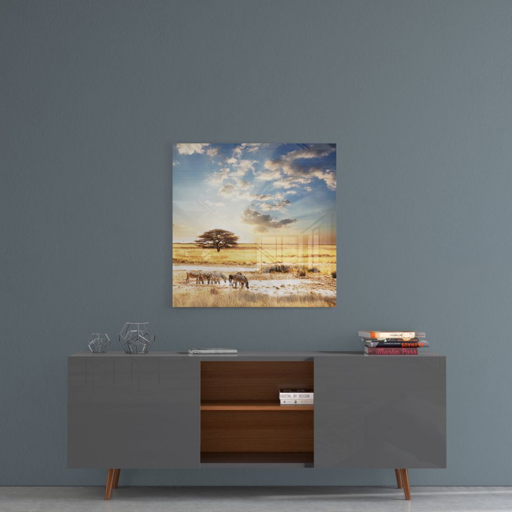 Africa (Wide Meadow) Glass Wall Art