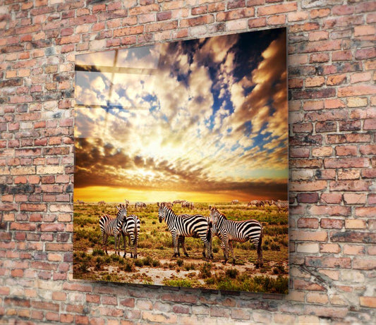 Zebras Glass Wall Art - LUXARTDECO