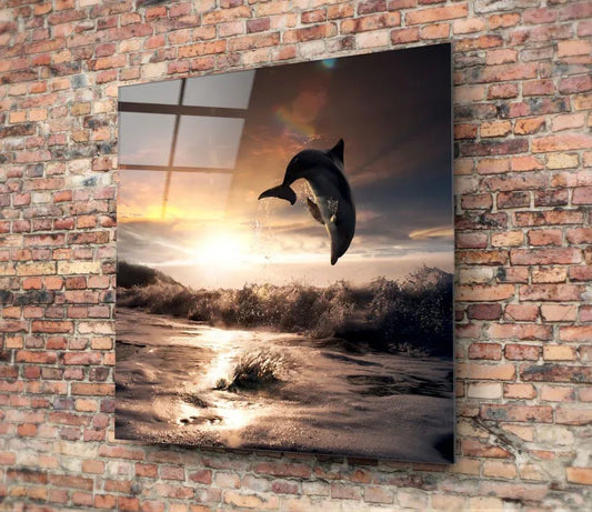Dolphin Glass Wall Art - LUXARTDECO