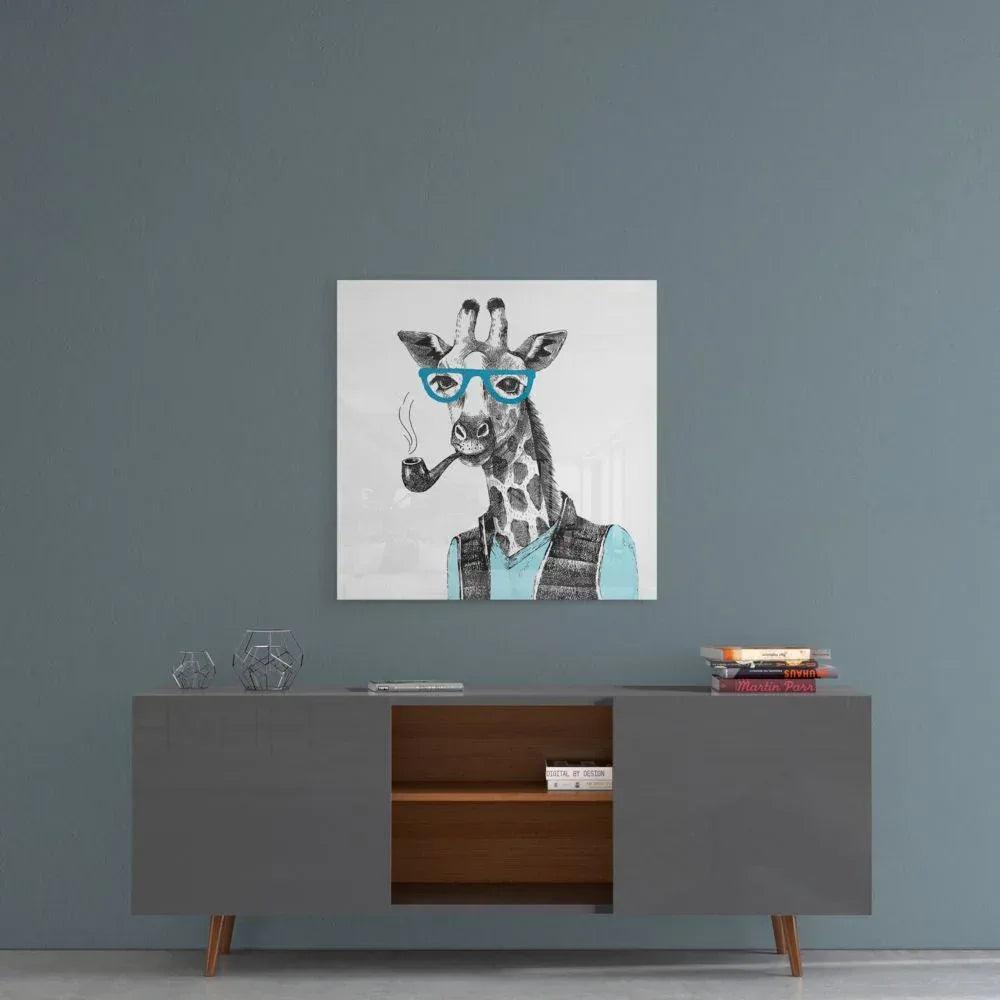 Mr. Giraffe Glass Wall Art - LUXARTDECO