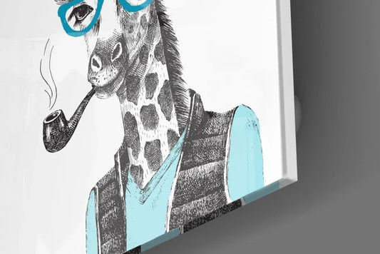 Mr. Giraffe Glass Wall Art - LUXARTDECO