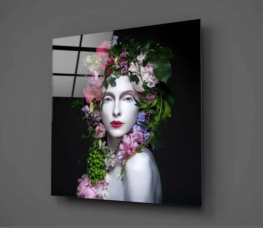 Flower Queen Glass Wall Art - LUXARTDECO