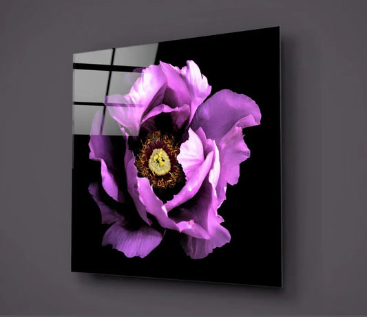 Floral Purple Glass Wall Art - LUXARTDECO