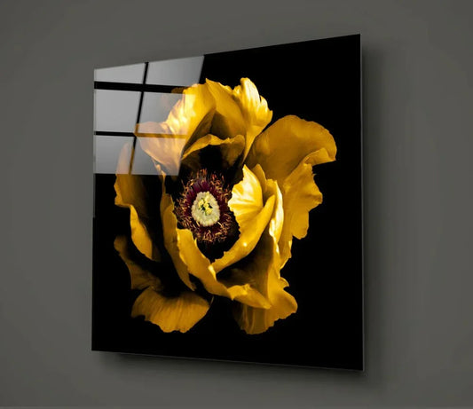 Floral Yellow Glass Wall Art - LUXARTDECO