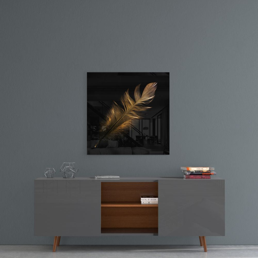 Colored Feather Glass Wall Art