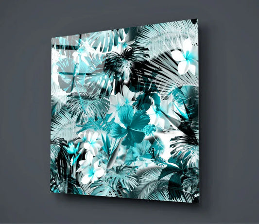 Tropical Leaves Glass Wall Art - LUXARTDECO