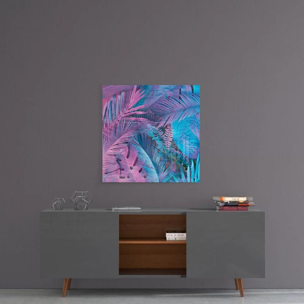 Tropical Leaves Glass Wall Art - LUXARTDECO