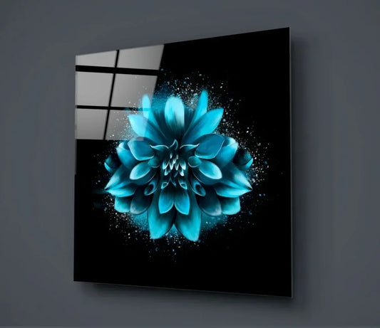 Blue Flower Glass Wall Art - LUXARTDECO