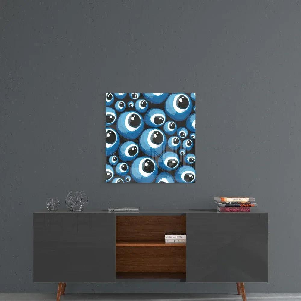 Blue Evil Eye Beads Glass Wall Art - LUXARTDECO