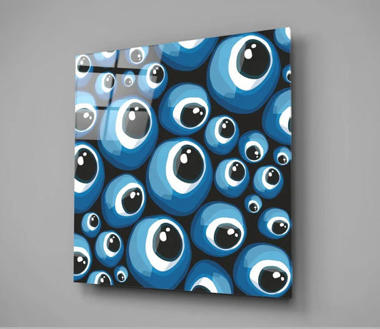 Blue Evil Eye Beads Glass Wall Art - LUXARTDECO