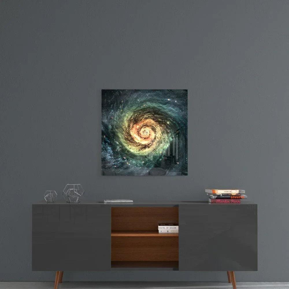 Space Yellow Infinity Glass Wall Art - LUXARTDECO