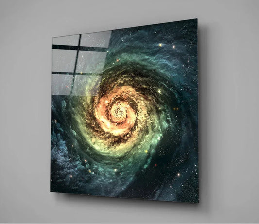 Space Yellow Infinity Glass Wall Art - LUXARTDECO
