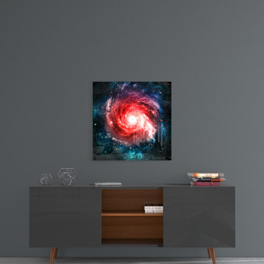 Space Red Infinity Glass Wall Art