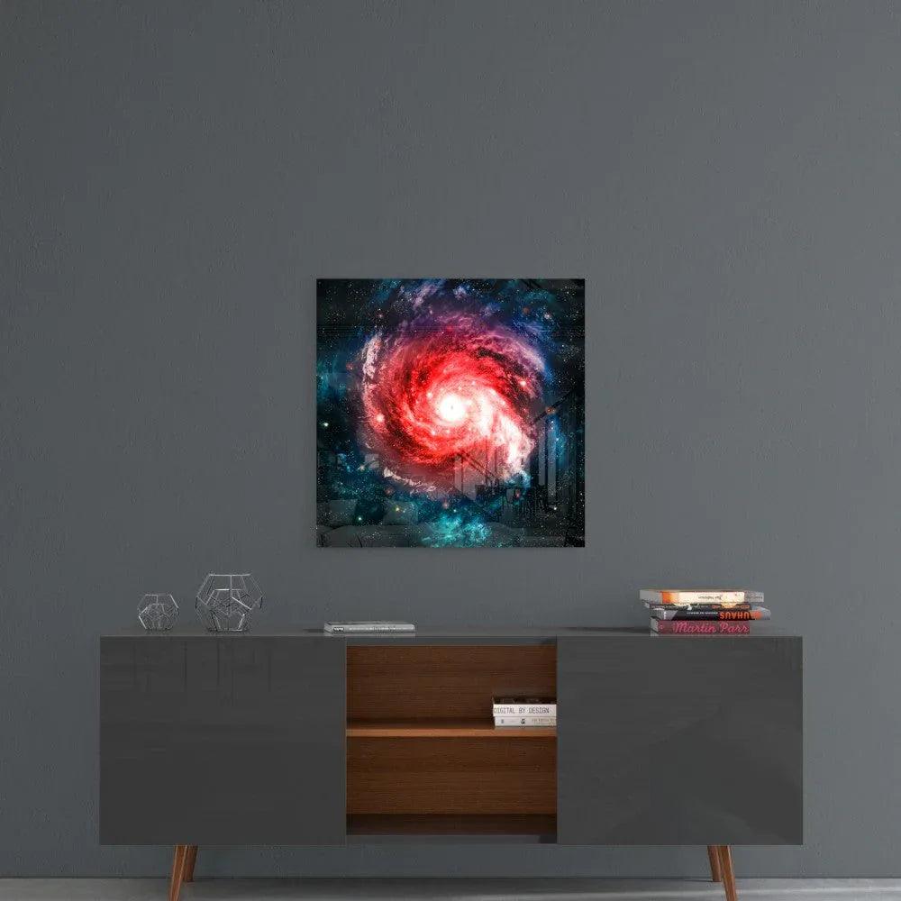 Space Red Infinity Glass Wall Art - LUXARTDECO