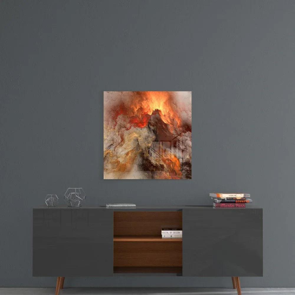 Golden Chaos Abstract Glass Wall Art - LUXARTDECO