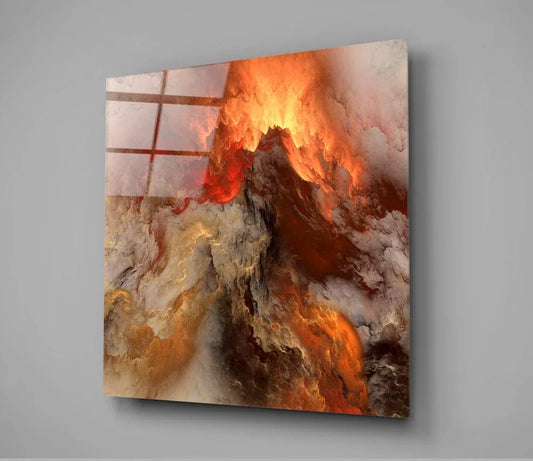 Golden Chaos Abstract Glass Wall Art - LUXARTDECO